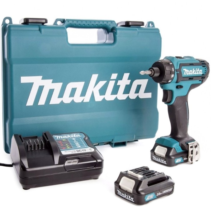 Дрель-шуруповерт Makita DF033DWAE, 12 В, 2х2 Ач, Li-ion, 450/1700 об/мин, 30/14 Нм, кейс