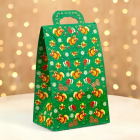 Подарочная коробка новогодняя Сумочка мини «Праздничный грильяж» 14?10?22.3 см (комплект 10 шт)