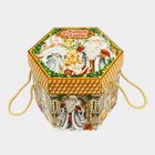 Подарочная коробка новогодняя Шестигранник малый «Новогодний шарм» с веревочными ручками, 210×210×185 мм - Фото 4