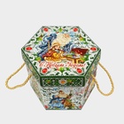 Подарочная коробка новогодняя Шестигранник малый «Двенадцать месяцев» с веревочными ручками, 210×210×185 мм - Фото 5