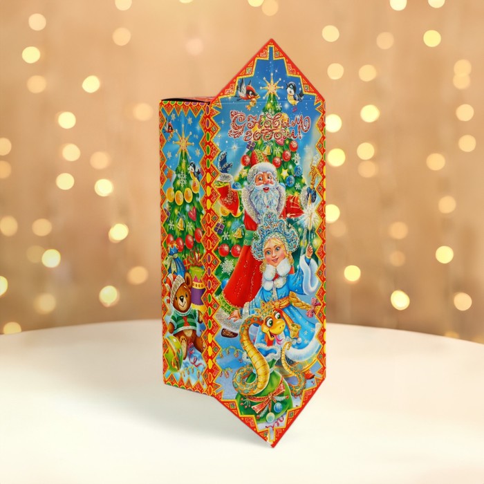 Подарочная коробка новогодняя Конфета малая "Зимняя мелодия" 20 x 10 x 6 см. - Фото 1