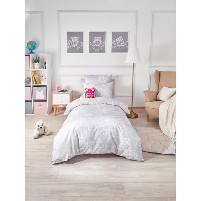 

Постельное бельё 1.5 сп Guten Morgen Owls, размер 150x214 см, 143x215 см, 70x70 см