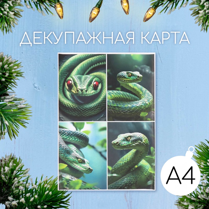 Декупажная карта «Зелёная змея», плотность 45 г/м², формат А4 - Фото 1