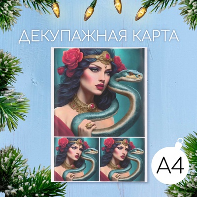 Декупажная карта «Карла и змея», плотность 45 г/м², формат А4