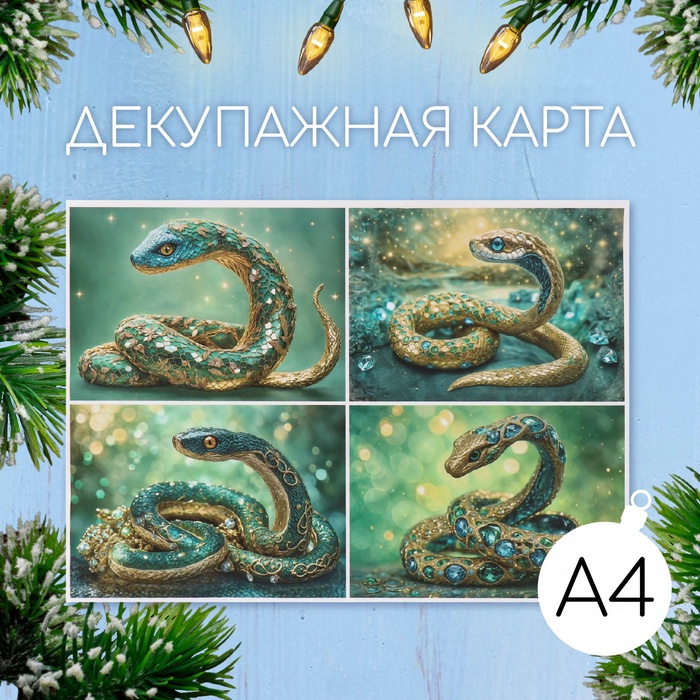 

Декупажная карта "Драгоценная змея", плотность 45 г/м2, формат А5