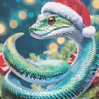 Новогодняя декупажная карта "Змеи в новогодних шапках", плотность 45 г/м2, формат А4 (комплект 5 шт) - фото 26391382