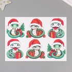 Новогодняя декупажная карта "Змеи в колпачках", плотность 45 г/м2, формат А4 (комплект 5 шт) - фото 26331655