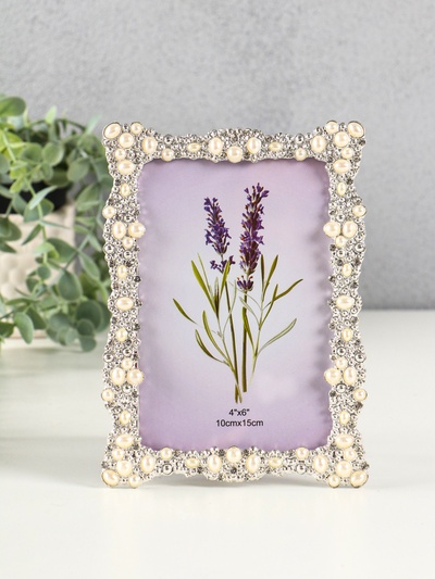 Фоторамка для фото 10×15 см «Жемчужные волны», стразы, 1.5×13×18 см