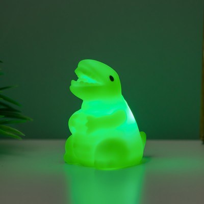 Фигурка световая RISALUX «Крокодильчик», LED-ночник, 2 Вт, 3×LR44, зелёный, пластик, 4×4×4 см