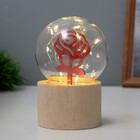 Фигурка светящаяся RISALUX «Роза», LED-ночник, 3×AG10, шар-8 см, 6.5×6.5×11.5 см - Фото 2