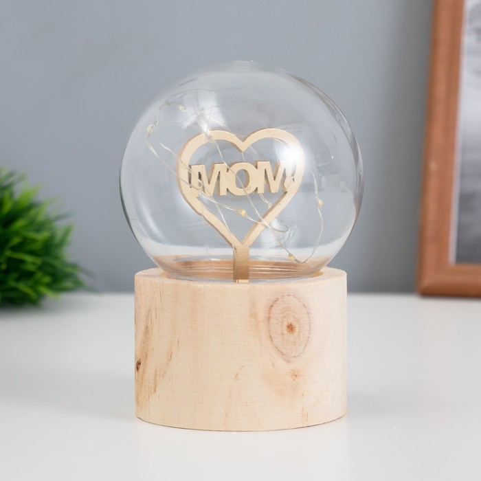 Фигурка светящаяся RISALUX «Люблю маму», LED-ночник, 3×AG10, шар-8 см, 6.5×6.5×11.5 см - Фото 1