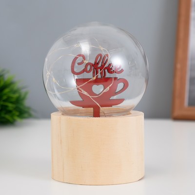 Фигурка светящаяся RISALUX «Люблю кофе», LED-ночник, 3×AG10, шар-8 см, 6.5×6.5×11.5 см