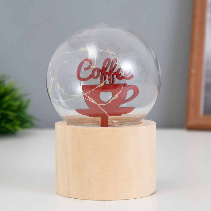 Фигурка светящаяся RISALUX «Люблю кофе», LED-ночник, 3×AG10, шар-8 см, 6.5×6.5×11.5 см - Фото 1