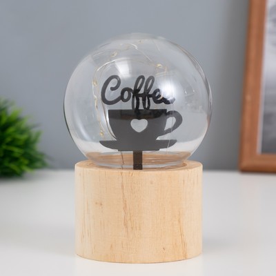 Фигурка светящаяся RISALUX «Люблю кофе», LED-ночник, 3×AG10, шар-8 см, 6.5×6.5×11.5 см