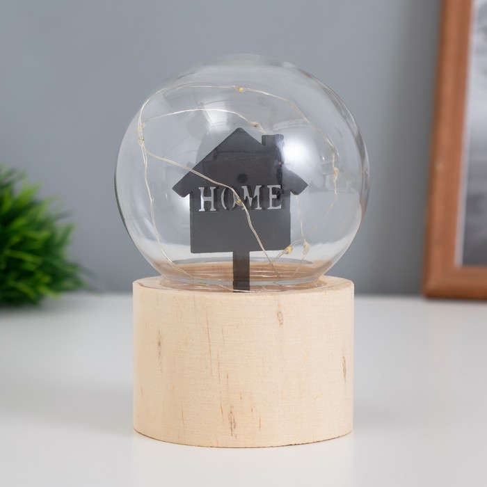 Фигурка светящаяся RISALUX «Дом», LED-ночник, 3×AG10, шар-8 см, 6.5×6.5×11.5 см - Фото 1