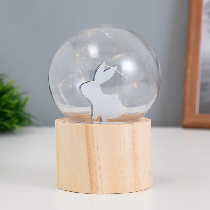 Фигурка светящаяся RISALUX «Заяц», LED-ночник, 3хAG10, шар-8 см, 6.5×6.5×11.5 см - Фото 1