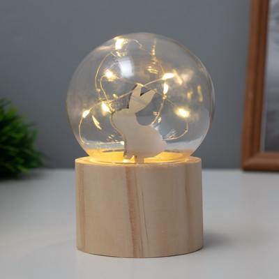 Фигурка светящаяся RISALUX «Заяц», LED-ночник, 3хAG10, шар-8 см, 6.5×6.5×11.5 см