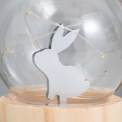 Фигурка светящаяся RISALUX «Заяц», LED-ночник, 3хAG10, шар-8 см, 6.5×6.5×11.5 см