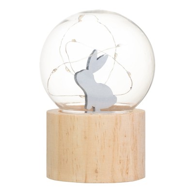 Фигурка светящаяся RISALUX «Заяц», LED-ночник, 3хAG10, шар-8 см, 6.5×6.5×11.5 см