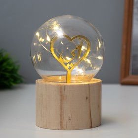 Фигурка светящаяся RISALUX «Сердце», LED-ночник, 3×AG10, шар-8 см, 6.5×6.5×11.5 см