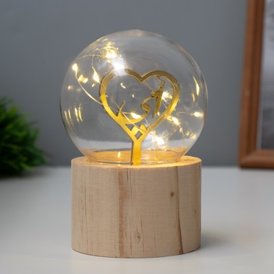 Фигурка светящаяся RISALUX «Сердце», LED-ночник, 3×AG10, шар-8 см, 6.5×6.5×11.5 см