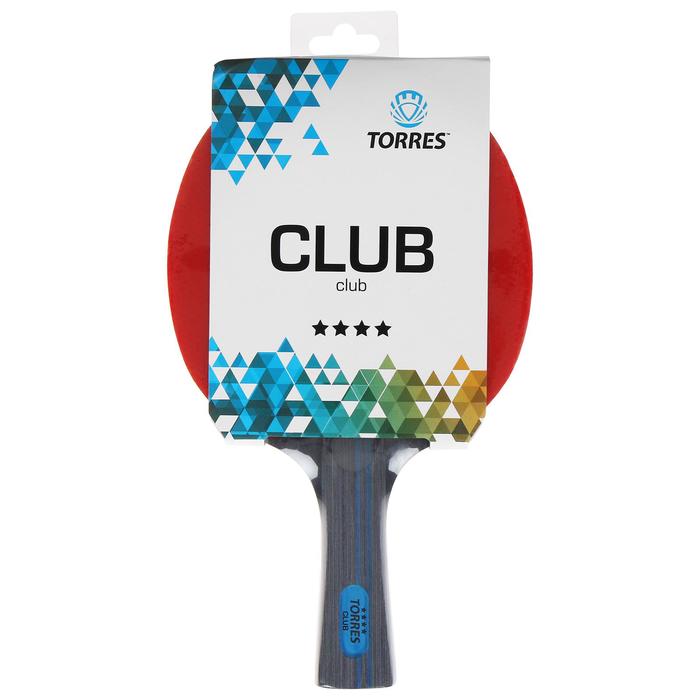 Ракетка для настольного тенниса Torres Club 4, для тренировок, накладка 2 мм, коническая ручка - Фото 1