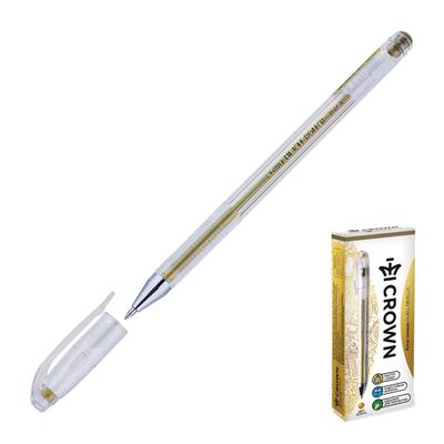 Ручка гелевая Metallic Crown HJR-500GSM, узел 0.7 мм, чернила золото