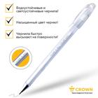 Ручка гелевая цветная Crown HJR-500P, чернила пастель белая, узел 0.7 мм - фото 8248175