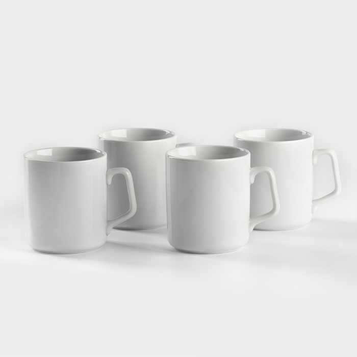 Набор кружек Добрушский завод «Эльза», 350 мл, 4 предмета, фарфор, белый - Фото 1