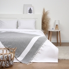 Плед с кисточками «Этель» East, 100×180 см, светло-серый - Фото 1