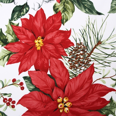 Скатерть новогодняя Доляна "Рождественские цветы" d145см, 100% п/э, 140гр/м2