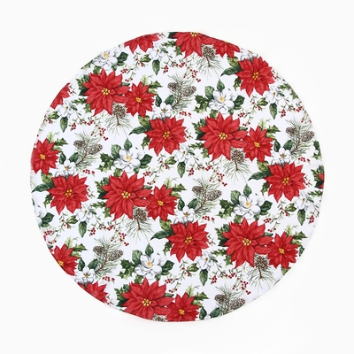 Скатерть новогодняя Доляна "Рождественские цветы" d145см, 100% п/э, 140гр/м2