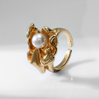 Кольцо с жемчугом «Тренд» пандора, цвет золото, безразмерное - Фото 1