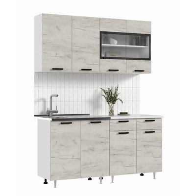 Кухня прямая «Рио» NEW, со столешницей, 1600 мм, цвет дуб крафт белый/антарес столешница