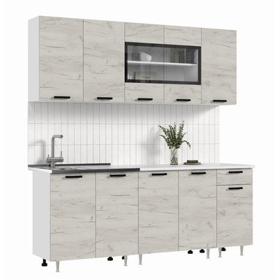 Кухня прямая «Рио» NEW, со столешницей, 2000 мм, цвет дуб крафт белый/антарес столешница