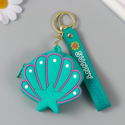 Брелок для ключей на кольце с кошельком на карабине «Ракушка со звёздочкой», на сумку, рюкзак, силикон, 3.2×8.2×8 см