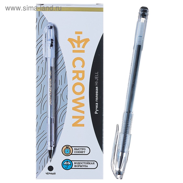 Ручка гелевая стандарт Crown HJR-500, чёрная, узел 0.5 мм - Фото 1