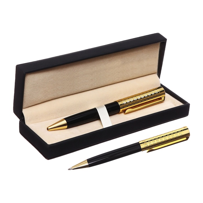 Ручка подарочная Calligrata «Винтаж», шариковая, поворотная, в футляре кожзам, корпус чёрный с золотым - Фото 1