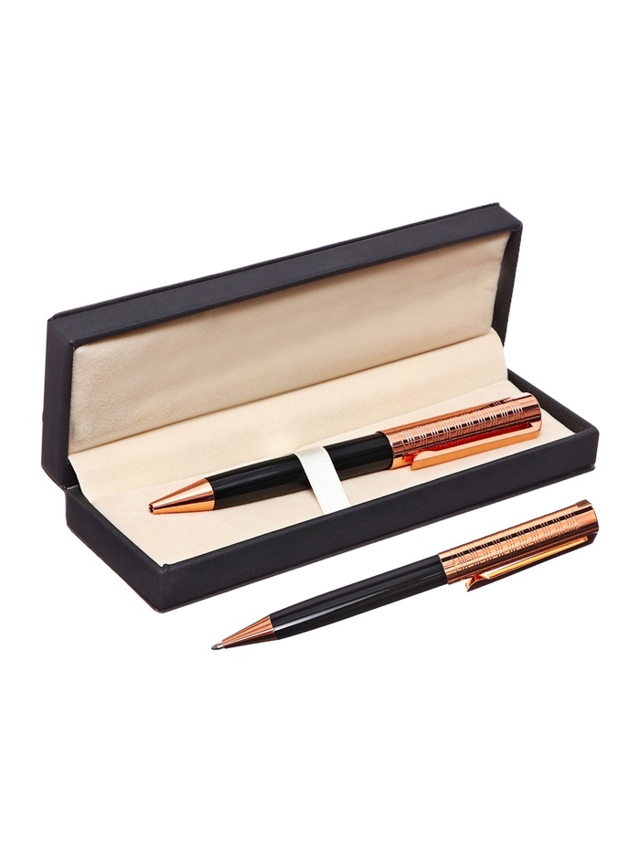 Ручка подарочная Calligrata «Винтаж», шариковая, поворотная, в футляре кожзам, корпус чёрный с медным - Фото 1