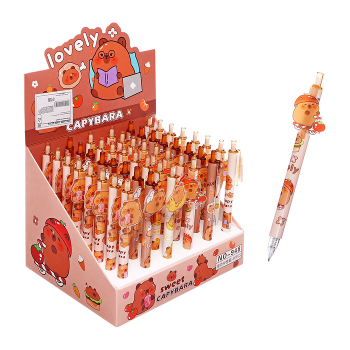 Ручка-прикол Calligrata «Капибара», синий стержень, гелевая, МИКС - Фото 1