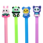 Ручка гелевая-прикол, синий стержень, Зверушки МИКС (12 шт) - фото 809445561