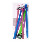 Ручка гелевая-прикол, синий стержень, Зверушки МИКС (12 шт) - фото 809445562