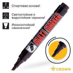 Маркер перманентный Crown Multi Marker, 5.0-1.0 мм, скошенный, чёрный (комплект 12 шт)