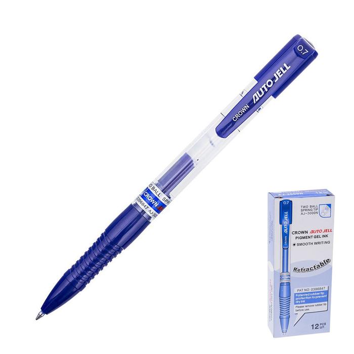 Ручка гелевая автоматическая Crown, стержень синий, узел 0.7 мм - Фото 1