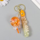 Брелок пластик с карабином, ремешком "Леденец оранжевый" водный с декором 1,8х5,3х5,6 см - фото 25424496