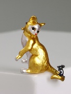 Брошь «Кот и мышь», цвет жёлто-серый в золоте - фото 809302424