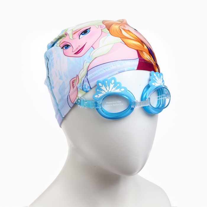 Набор детский для купания «Холодное Сердце», шапочка, очки для плавания, мешок - Фото 1
