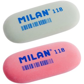 Ластик Milan 118, овальный, средний, каучук, 62х28х8 мм, МИКС 1088304