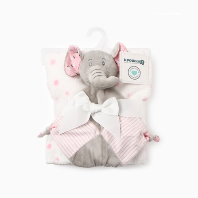 Плед детский с игрушкой «Крошка Я. Слоник» 75×90 см, розовый