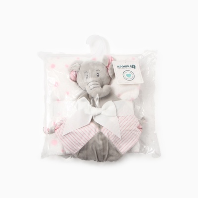Плед детский с игрушкой «Крошка Я. Слоник» 75×90 см, розовый